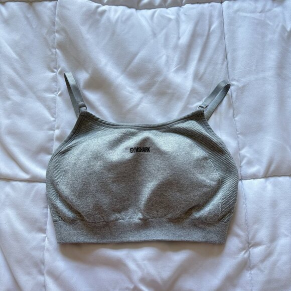 Gymshark Flex Strappy Sports Bra Light Gray Womens Size Small Padded Adjustable - Picture 1 of 8